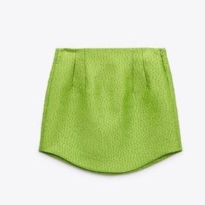 Zara Textured Lime Green Skirt